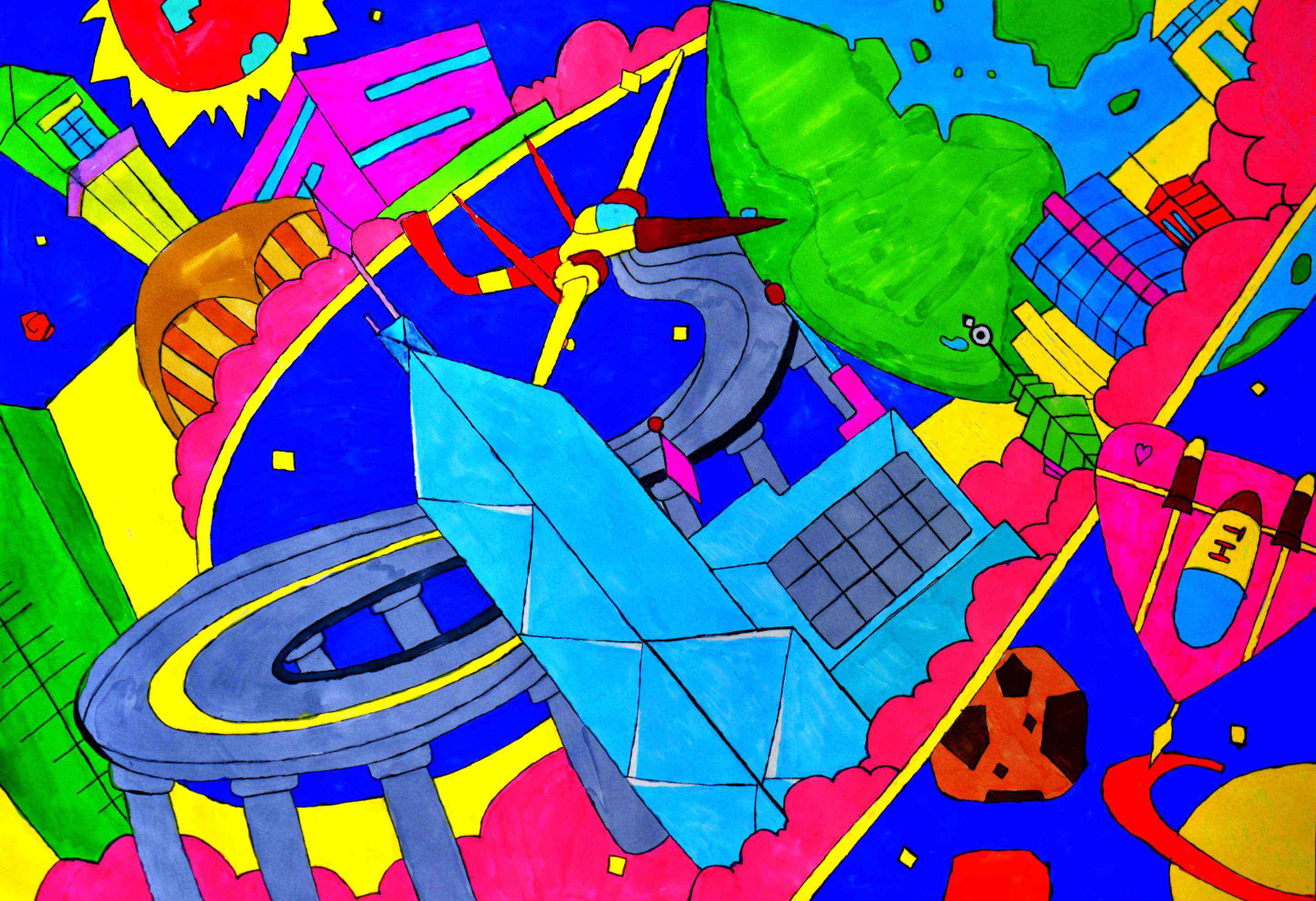 未来世界科幻画 奇妙的未来世界———西安高新区第四十四小学学生科幻画创作作品展