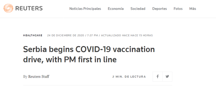 接种辉瑞新冠疫苗后 塞尔维亚总理透露：总统武契奇最可能接种中国疫苗